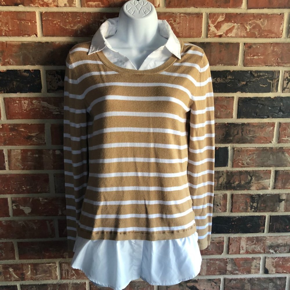Faded Glory Women's Medium Striped Twofer Sweater